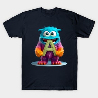 Adorable Kids Monster Alphabet Letter A Funny Back to School T-Shirt